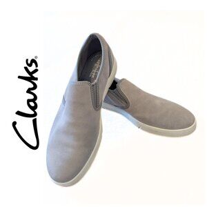 Clarks Men's Size 10.5 Lander Step Slip-On Sneakers Men’s Gray Suede Comfort
